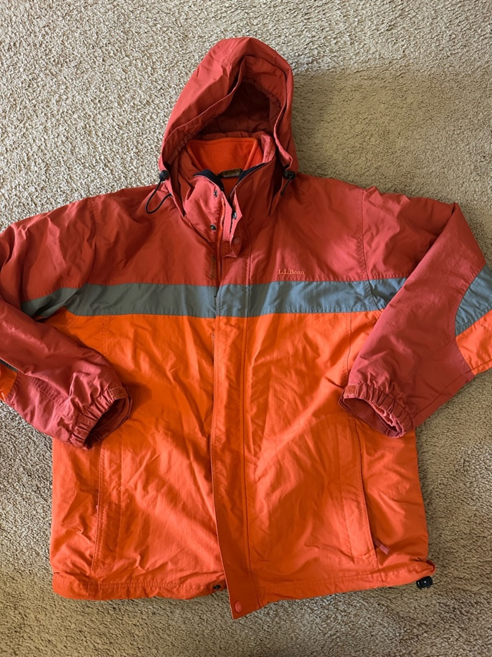 LL Bean Men’s Winter Ski Jacket 3 In 1 Burnt Orange Size XL Hooded